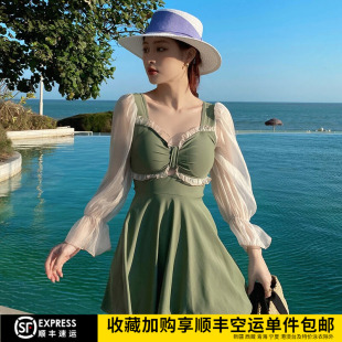 大码 胖mm泳衣女200斤遮肚显瘦保守遮肉性感连体学生ins风温泉泳装