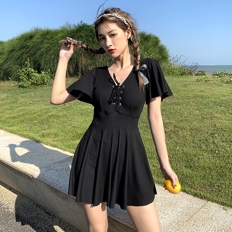 大码泳衣女胖mm200斤遮肚显瘦遮肉连体裙式新款风温泉泳装0930z