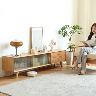 全实木客厅电视柜轻奢风小户型简约现代家用原木新中式胡桃纯实木