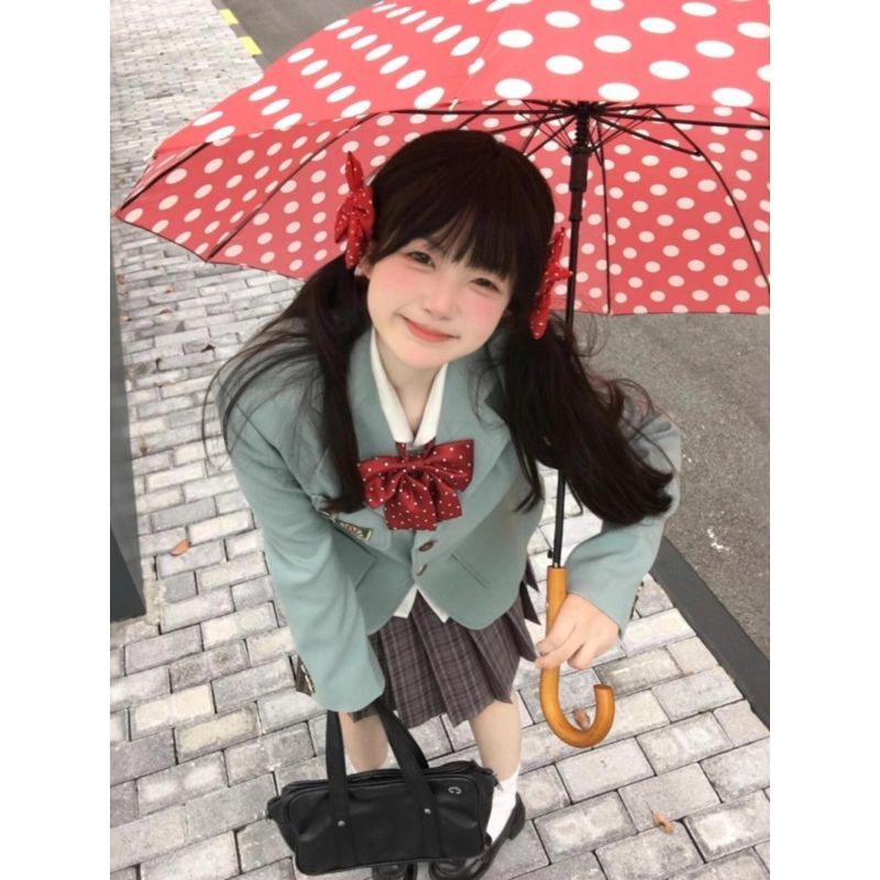 【水玉】原创正版日系JK制服动漫感春夏新品薄荷绿西服校供感套装
