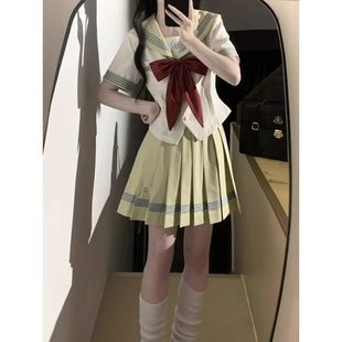 柠檬挞 学院风收腰JK制服百褶裙 水玉夏服日系校供水手服套装 夏季