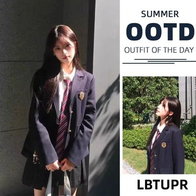 LBTUPR 【东大高校】jk制服西装外套女秋冬季学院风校供感藏青色