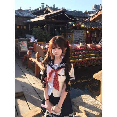 【水玉夏服】日系JK制服水手服校供感学院风短袖上衣百褶裙女夏季