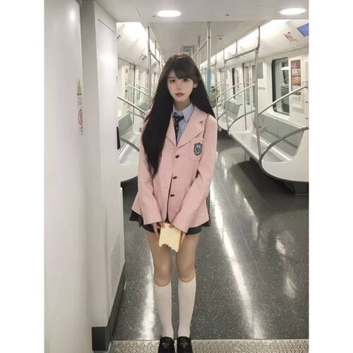 LBTUPR韩系学院风西装外套短裙套装女秋冬收腰显瘦百搭衬衫三件套