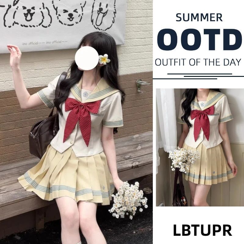 LBTUPR 抚蝶女子水玉收腰水手服原创日系正版jk制服套装学院风