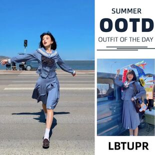 上衣女冬 灰蓝色水手服中间服学院风JK制服显瘦长袖 LBTUPR 水玉