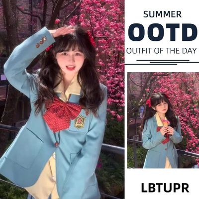 【水玉】原创正版日系JK制服动漫感春夏新品薄荷绿西服校供感套装