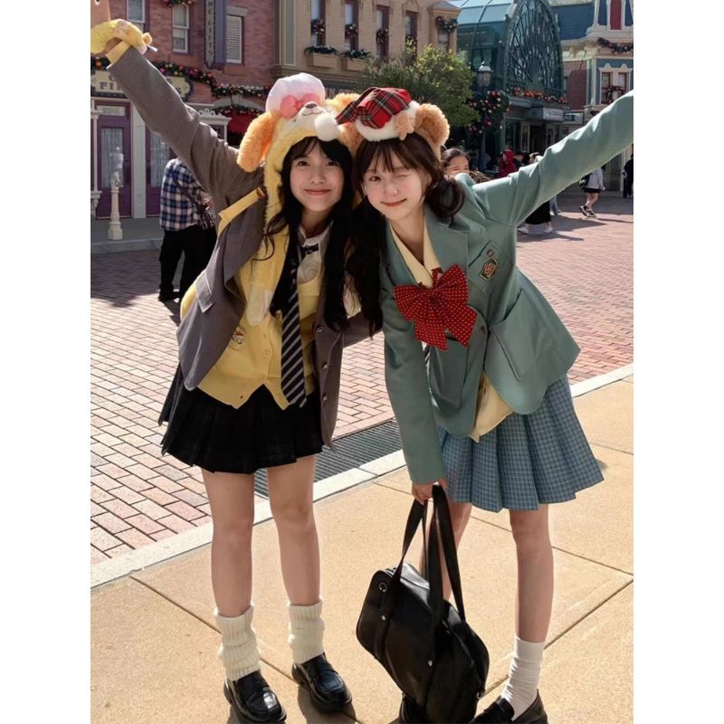 【水玉】原创正版日系JK制服动漫感春夏新品薄荷绿西服校供感套装