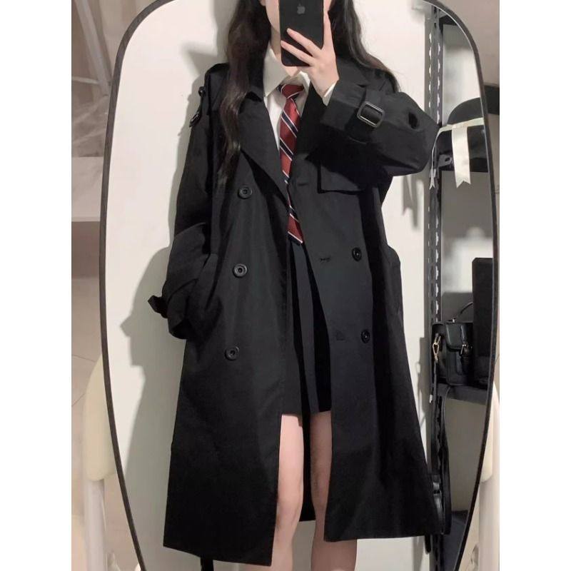 jk制服外套大衣风衣女秋冬学生日系宽松外套减龄小个子中长款服装