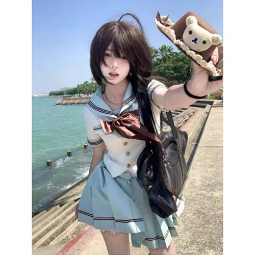 【小巧莓】夏日JK收腰水手服短袖夏服日系校供制服百褶裙学院套装