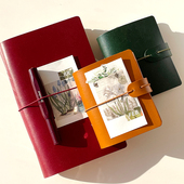 仓末活页夹植鞣牛皮手账6孔真皮A5Slim旅行记事本A6A9A8M5活页本