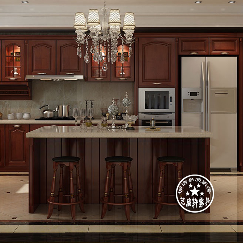 北欧开放式厨房中岛台料理桌操作柜大理石客厅水吧台多功能餐边柜