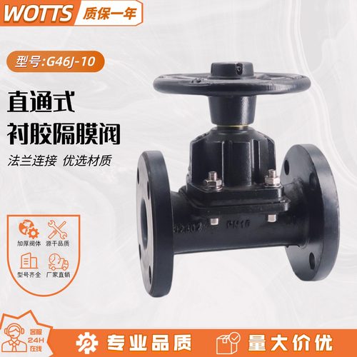 上海J兢坦直通式衬胶隔膜阀G46J