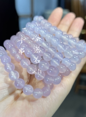 高冰种玛瑙圆珠手串女天然