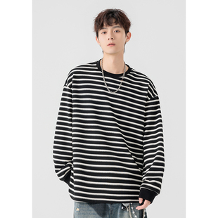 小青年尼妮家条纹长袖t恤街头嘻哈潮流力官方杠杠打底衫上衣内搭