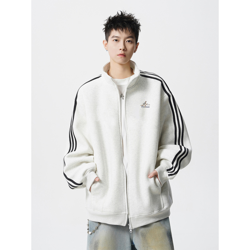 小青少年拉链立领开衫卫衣男泥家三条杠外套妮力上衣街头嘻哈潮流