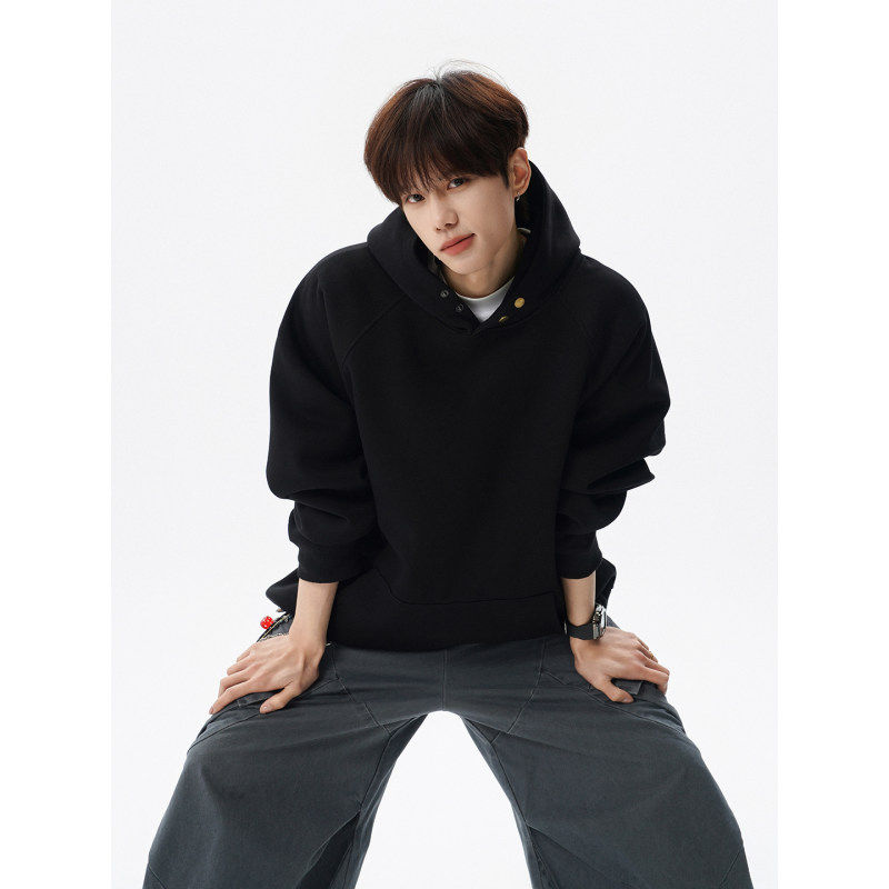 小青少年重磅连帽卫衣男款泥家套头休闲外套妮力上衣街头嘻哈潮流