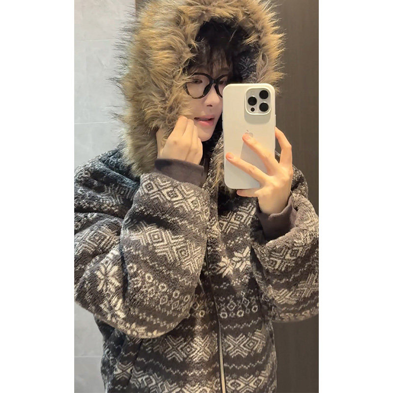 小青少年连帽棉衣夹棉保暖尼妮家毛绒情侣外套男女街头嘻哈潮流力