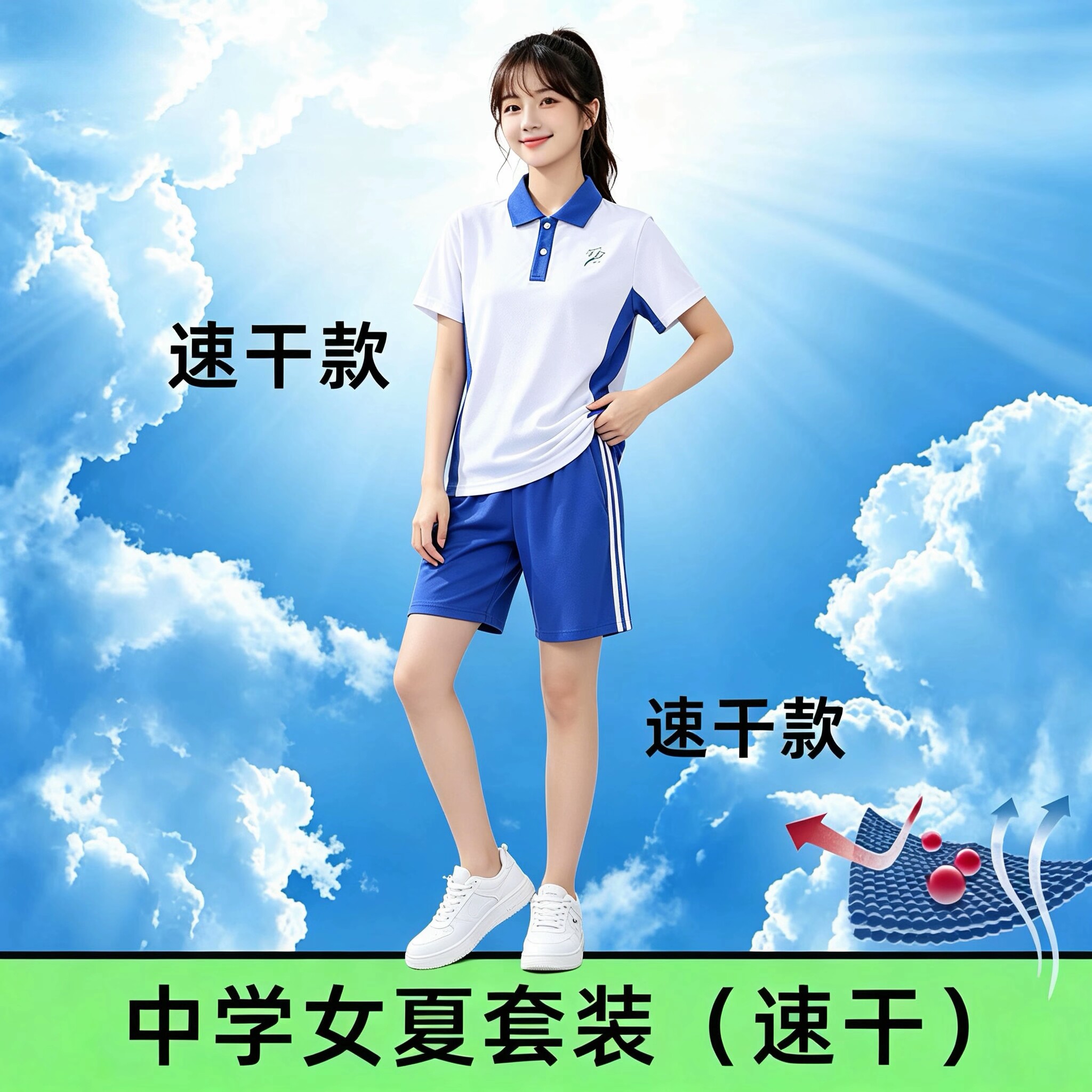 夏季纯棉短裤速干深圳校服图片