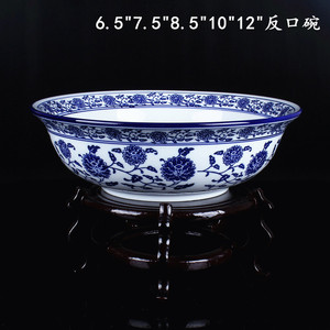 青花瓷餐具反口碗陶瓷大汤碗蒸菜碗牛肉拉面碗粥碗水煮鱼盆包邮