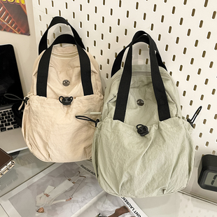 纯色多种背法双肩包多口袋胸包可手提小背包时尚百搭休闲包简约