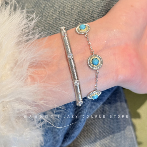 复古vintage仿绿松石显白手链