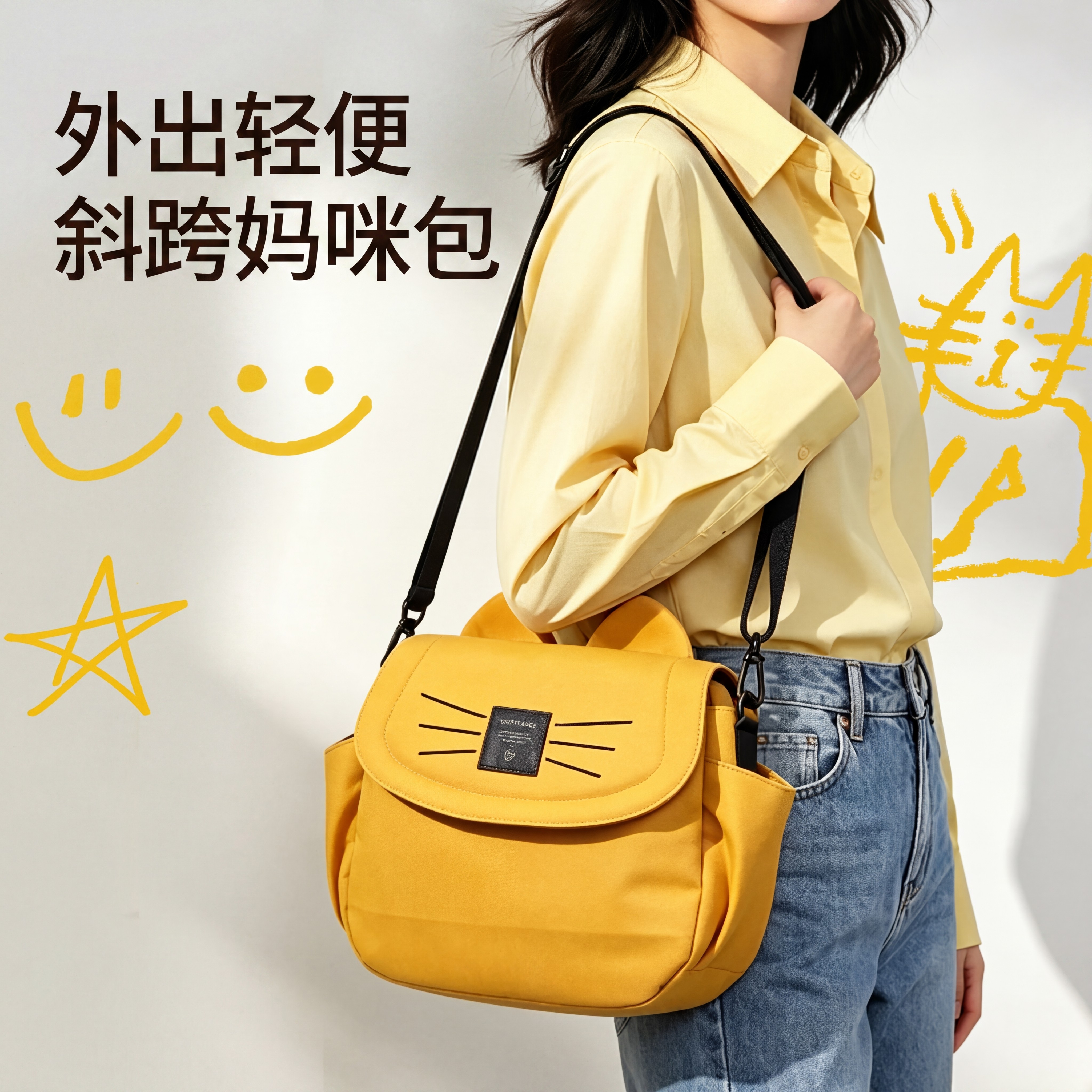 妈咪包单肩包遛娃斜挎包外出收纳小轻便母婴外出可爱便携式多功能