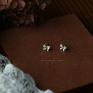 花宿家 蝶儿～精致闪亮气质甜美s925银针耳钉简约百搭蝴蝶耳环