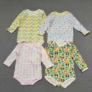 男女宝宝纯棉长袖信封领连体衣爬服哈衣包屁衣80-100码