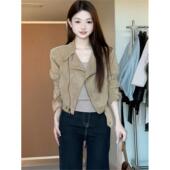 百搭爆款 麂皮绒外套女短款 时尚 新款 美拉德夹克上衣 小个子2025秋季