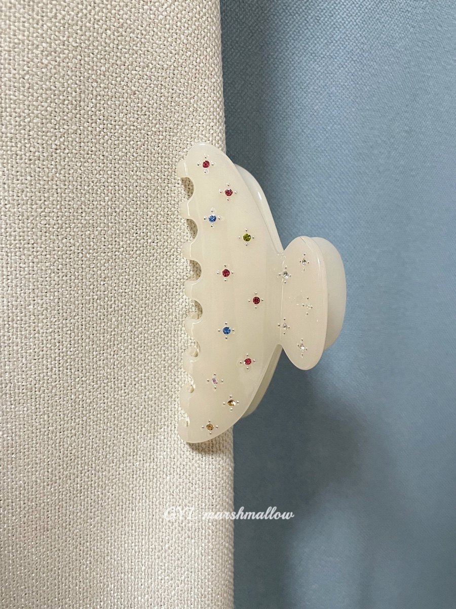 moonquakes 双面彩钻果冻米色甜美优雅盘发抓夹温柔气质鲨鱼夹