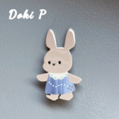 菜刀兔 Doki 原创设计童趣牛仔菜刀小兔刘海发夹醋酸鸭嘴夹女