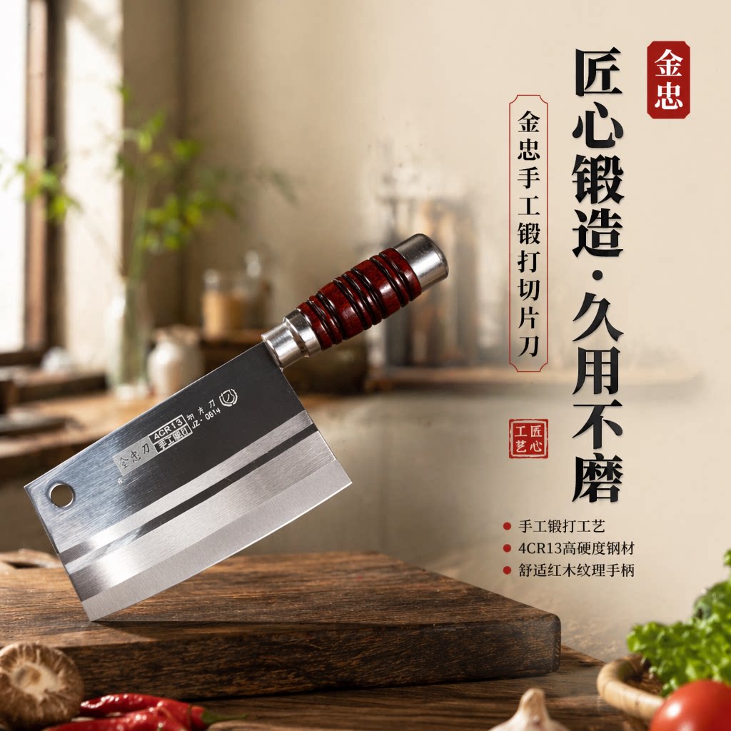 切片刀锻打切菜刀家用切片薄款刀具厨房刀厨师不锈钢专用耐用