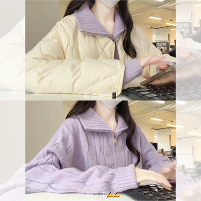 半高领毛衣开衫外套女秋冬