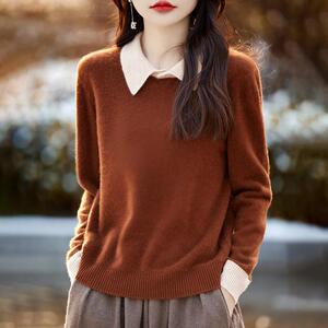 奥特莱斯专柜正品清仓女装polo领羊绒打底秋冬假两件羊毛针织毛衣