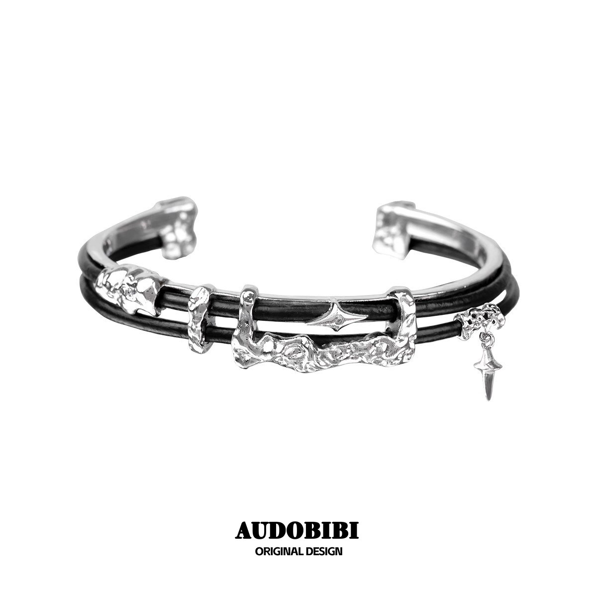 暗物质系列原创小众皮革手镯暗黑星星肌理高级感冷淡男女手环