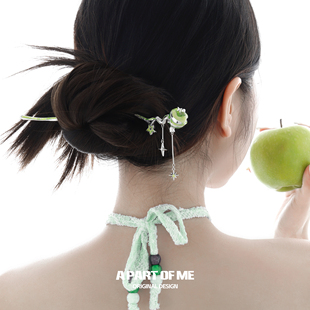 发饰女 原创设计苹果发簪高级感甜酷可爱2025新款 青苹果味 夏天