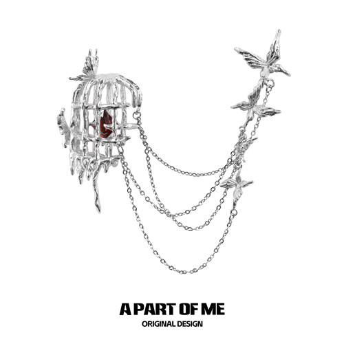 有些蝴蝶是关不住的 原创小众鸟笼胸针高级冷淡西装配饰穿搭配件