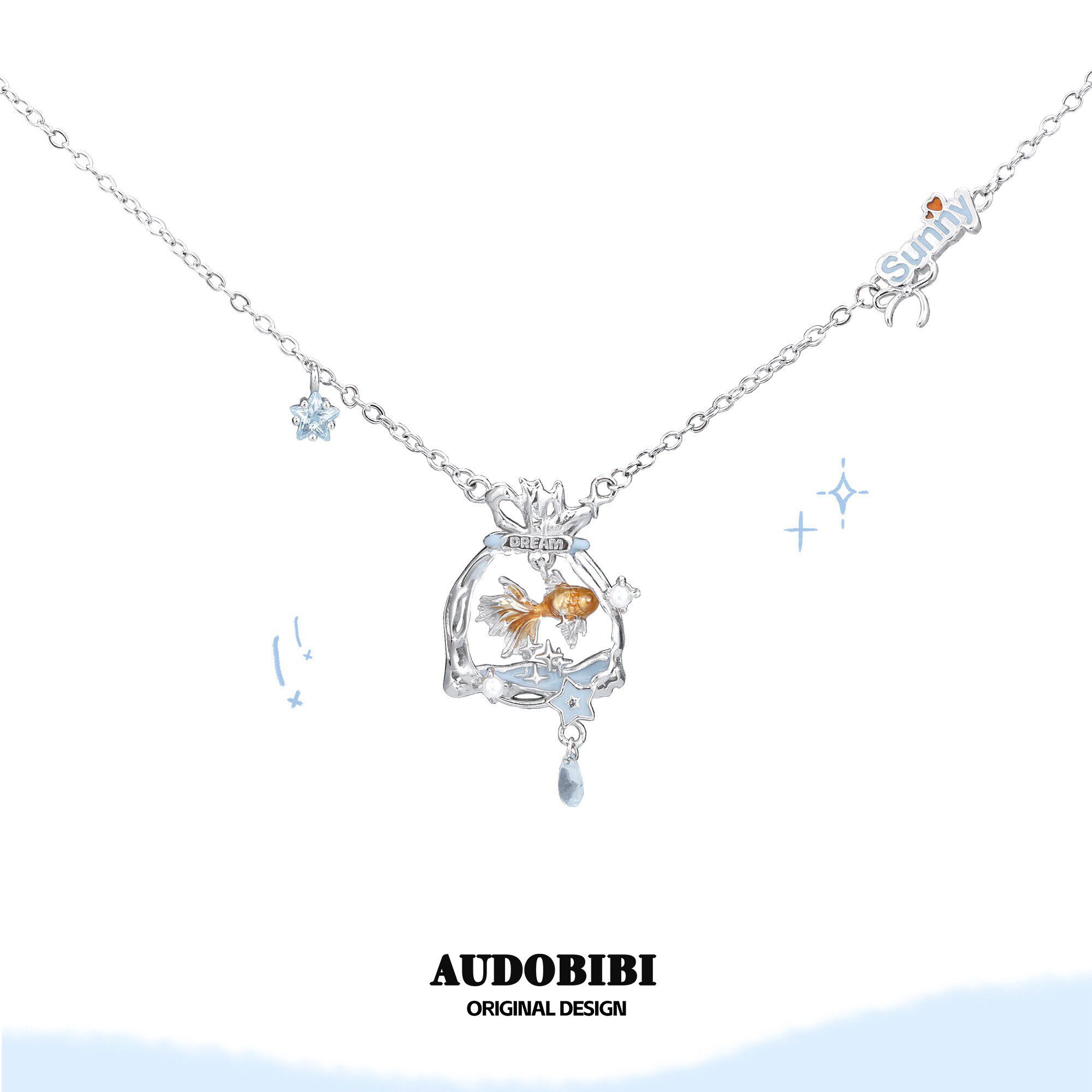 AUDOBIBI原创设计梦核金鱼袋子项链女小众设计甜酷轻奢高级锁骨链