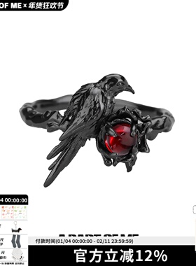 A PART OF ME原创925纯银乌鸦戒指不掉色小众设计高级感暗黑指环