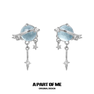 原创设计水星耳钉耳环蚊香盘耳夹高级感小众甜酷耳饰 无耳洞可戴