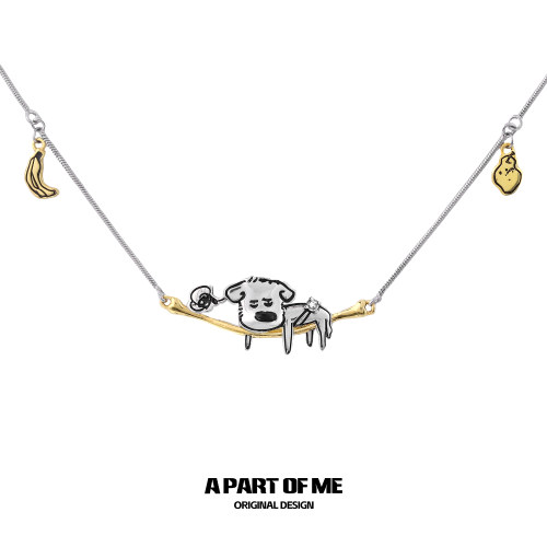 无力小狗 骨头纯银项链不掉色原创小众设计高级感锁骨链2024新款