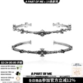 原创纯银鸢尾花手镯高级感复古冷淡风小众男女情侣手环秋冬新款