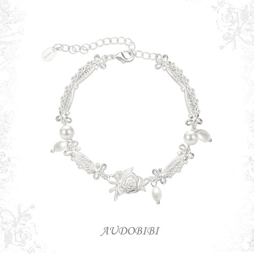 AUDOBIBI原创 蕾丝珍珠手链轻奢小众复古巴洛克高级感玫瑰饰品