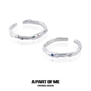 纯银对戒小众设计极细锆石戒指素圈高级感百搭食指戒不掉色