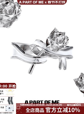 送自己的礼物 原创925纯银戒指女玫瑰蝴蝶结白色丝带小众高级感