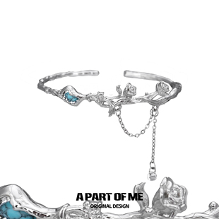 苦夏系列花瓶手镯原创小众设计新中式 花朵手链绿松石高级冷淡风