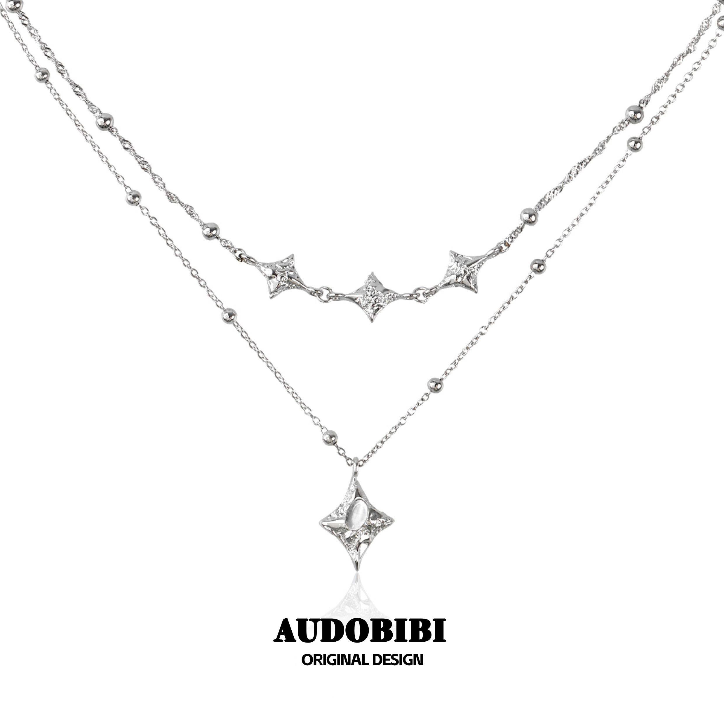 精致纯银不掉色 原创设计小众双层星星项链简约高级感冷淡锁骨链