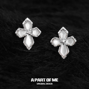 原创925纯银十字架耳钉防过敏养耳洞高级感镶钻冷淡耳饰 圣痕系列