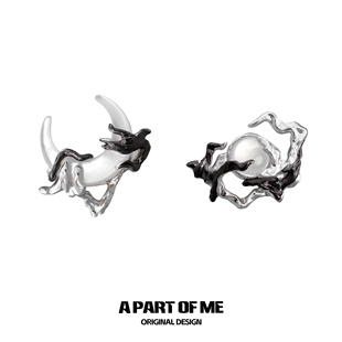 原创小众设计月亮耳钉高级感暗黑耳环甜酷耳饰 日升换月落系列